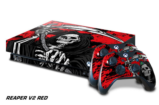 247 Skins Graphics kit Sticker Decal Compatible with Xbox One X and Wireless Controllers - Reaper 2 Red
