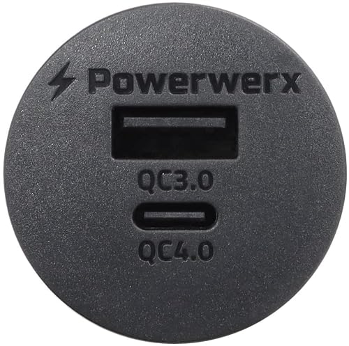 Powerwerx Panel Mount Combination USB QC3.0 and USB Type-C QC4.0 Fast Device Charger
