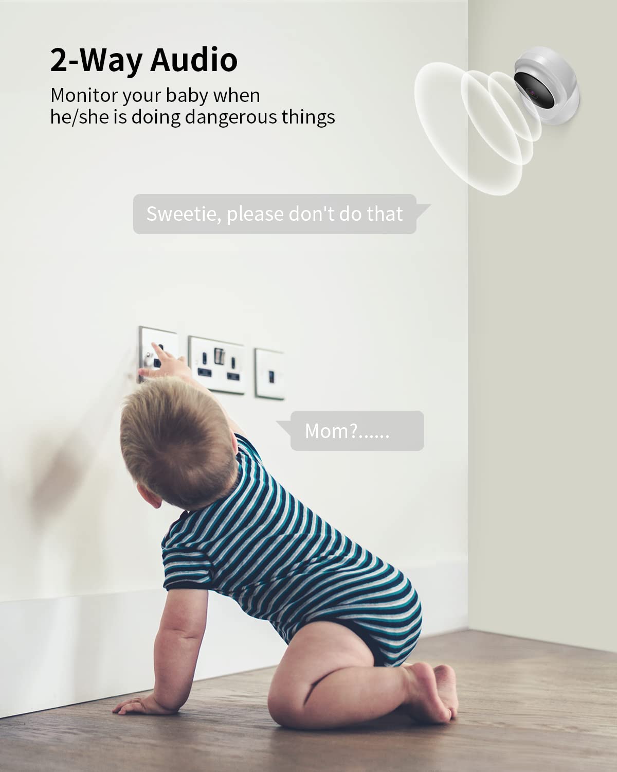 BJS Baby Monitor with Camera and Audio, 1080P Indoor Home Camera with Sound and Motion Detection, Baby/Pet Elder/Nanny, Infrared Night Vision (1