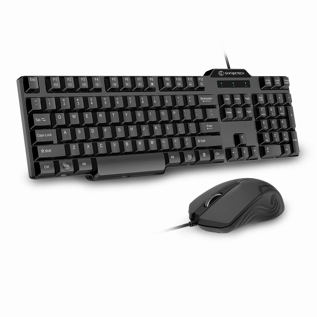 Wired Keyboard and Mouse Combo, Gofreetech Full-Size Keyboard and Mouse Combo with Optical Wired Mouse, USB Plug-and-Play, Compatible with Windows Mac