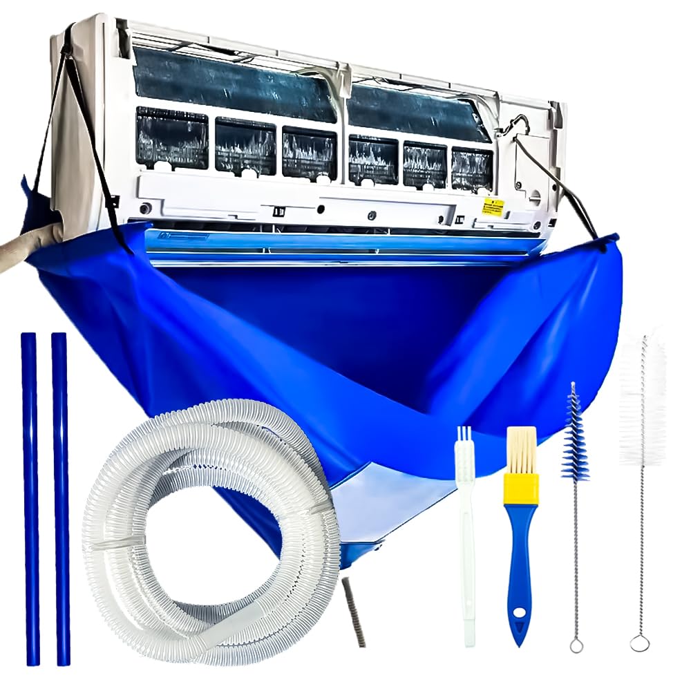 Ac Cleaning Bag With Support Rods, Ac Cleaning Cover With Wider Opening, Waterproof Air Conditioner Cleaning Cover, Split Unit Cleaning Kit, Ac