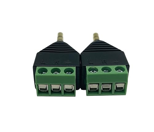 Dafensoy 3.5mm TRRS Stereo Male to AV 3 Pin Female Screw Terminals are Free of Soldering AUX Headphone Audio Converter Adapter 2-Pack