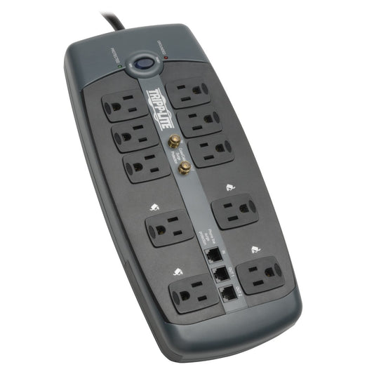 Tripp Lite TLP1008TELTV Datacom Surge Protector, 10 Outlet, Black