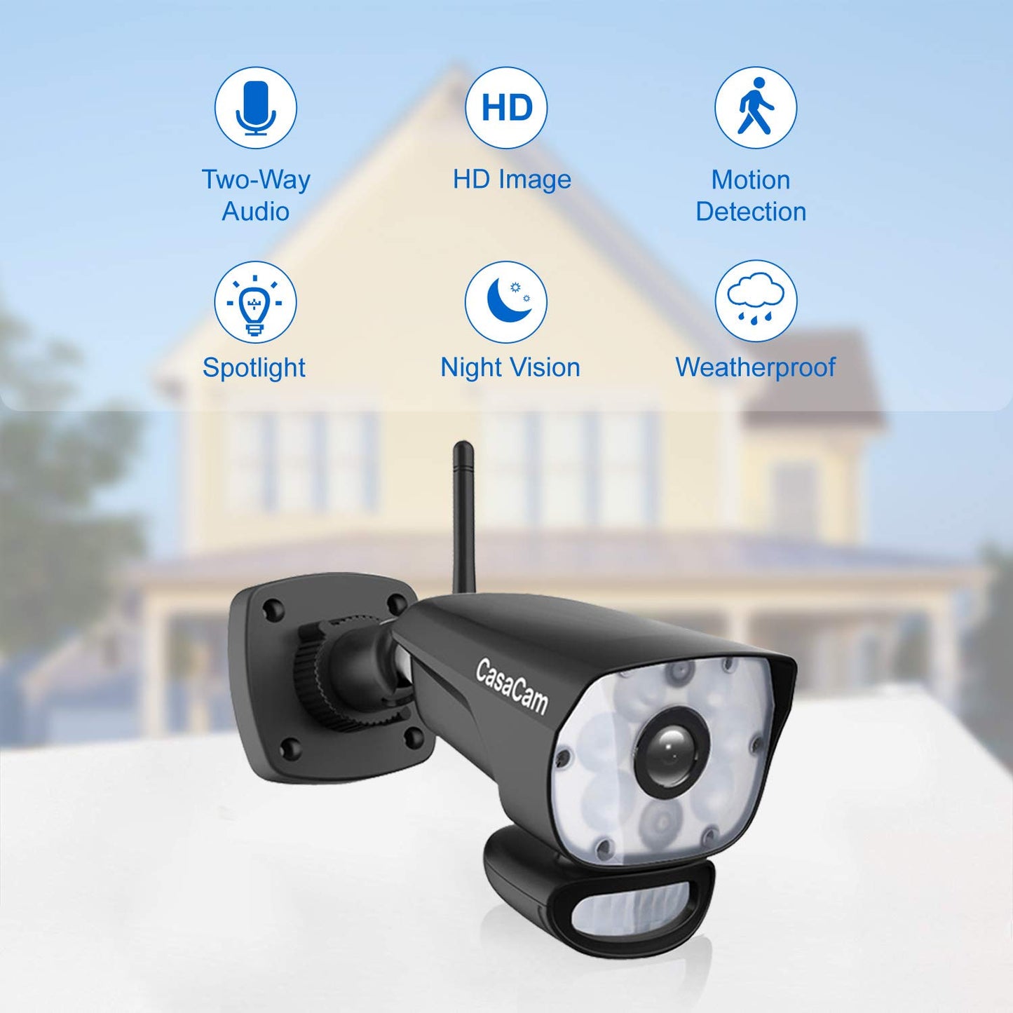 CasaCam GuardianCam Air | AC Powered 720p Spotlight Camera for VS1002 and VS802 Wireless Security System, Add-on Camera, Weather Proof, Two-Way Audio
