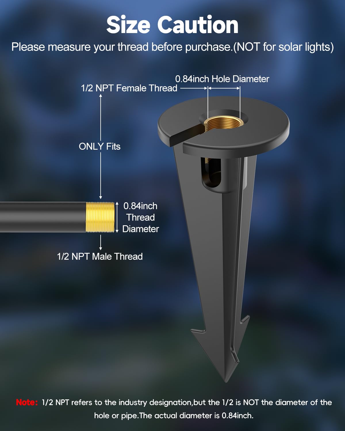 Makergroup Landscape Lighting Stakes Replacement, Outdoor Light Stakes, 1/2 NPT Female Thread, 9.5" Ground Light Spikes with Brass Thread, Garden Yard