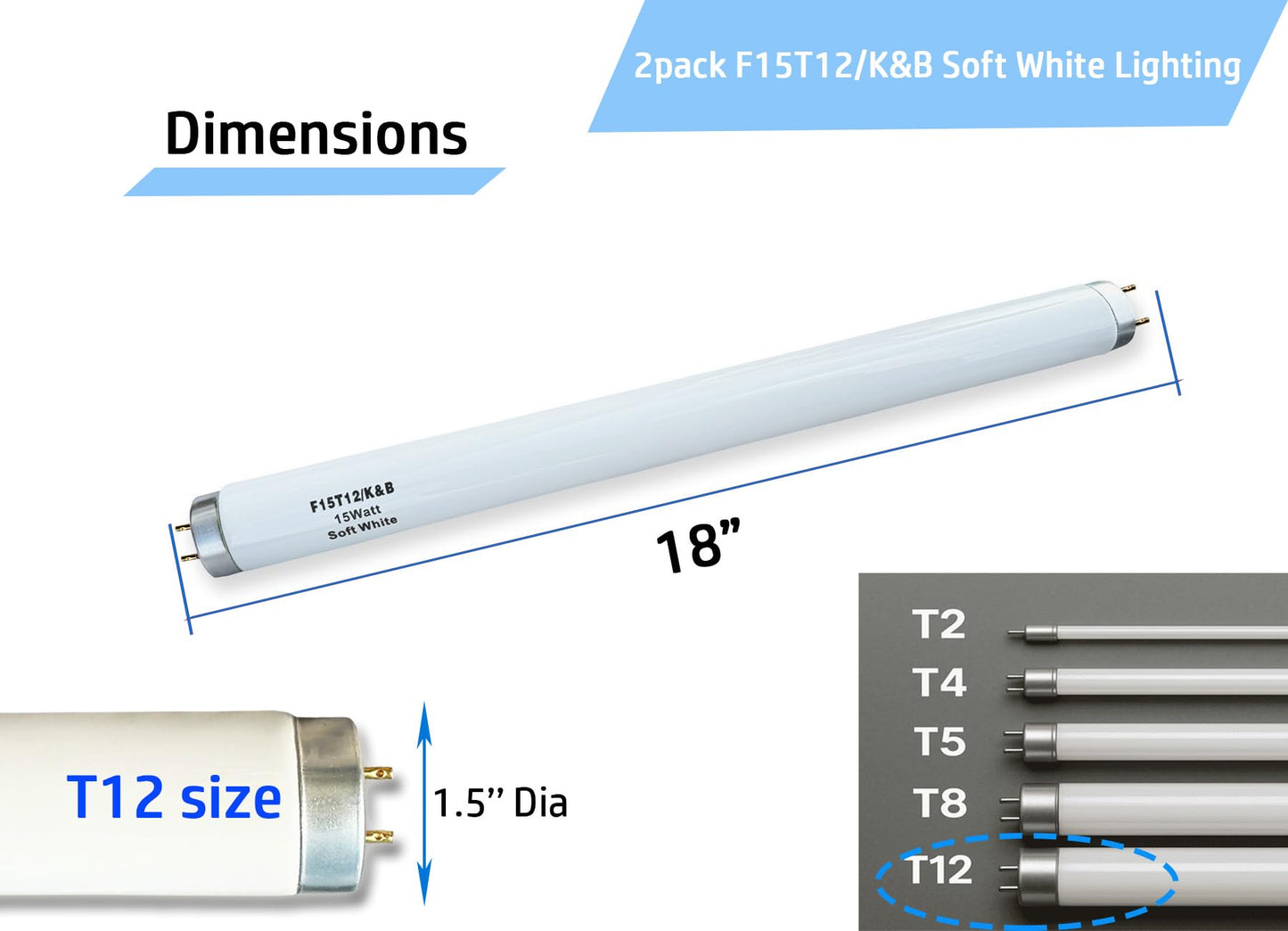 Katiolot 18 inch F15T12 Soft White/K&B 15 Watt Linear Fluorescent Light Bulb,T12 15W-WW Warm White 3000K Replacement Kitchen & Bath Under Cabinet,G13