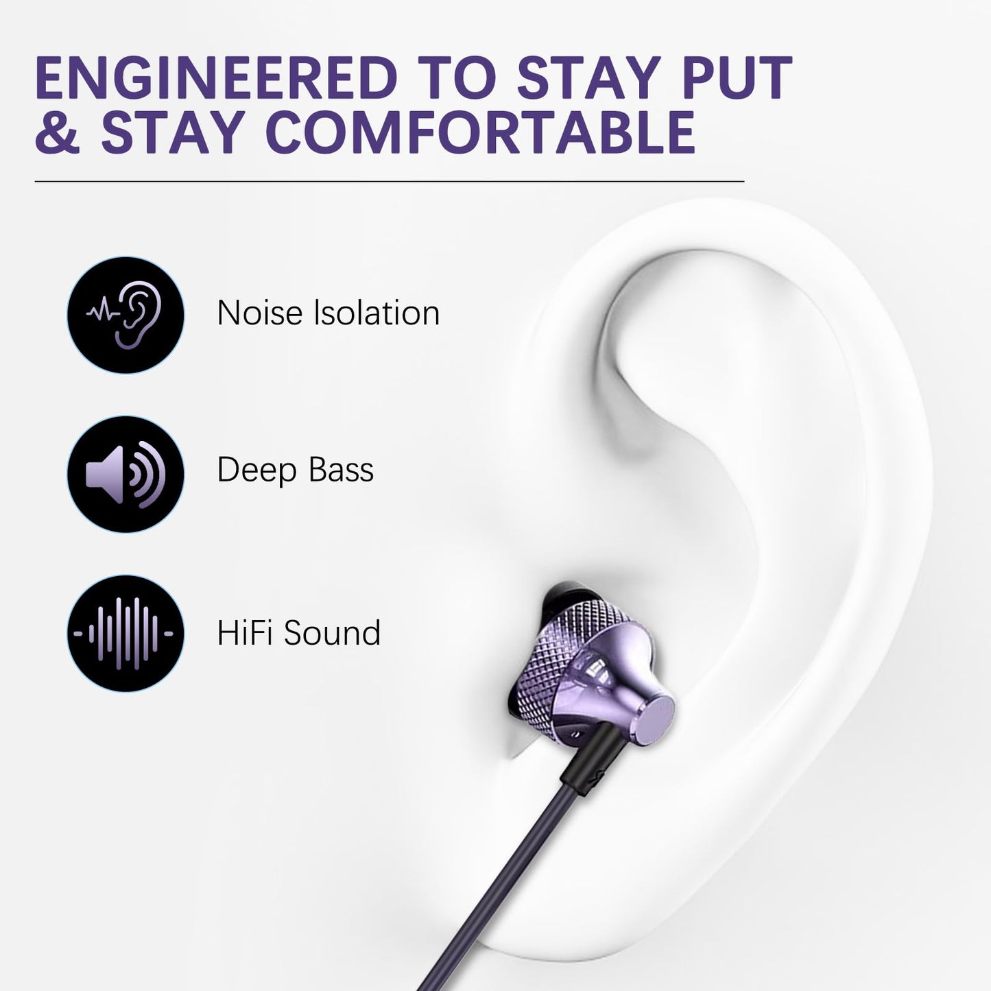 Bodykoo Pro Gaming Earphones with Built-in Microphone, 3.5mm & USB-C Options, 10mm Dynamic Driver for Spatial Audio, Smart in-Line Control, Secure…