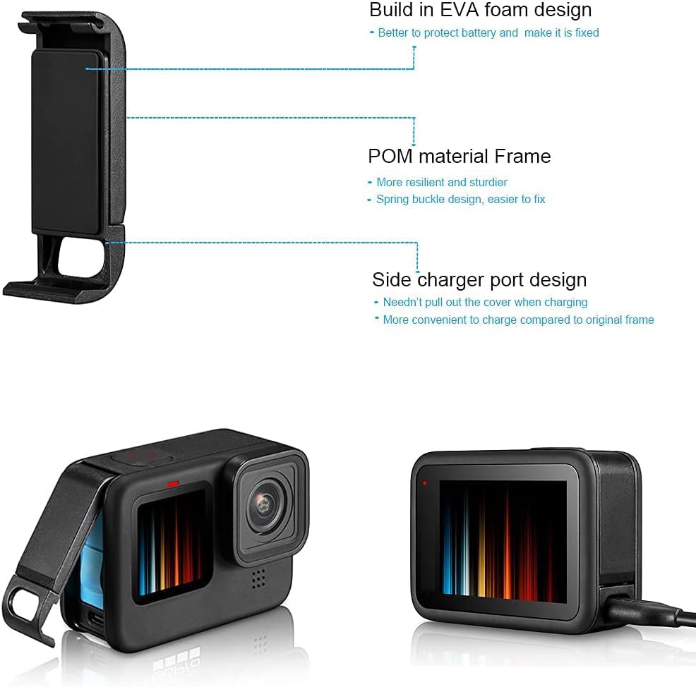 Husiway Accessories Kit for Gopro Hero 13 12 11 10 and 9 Black Battery Cover Door Waterproof Housing Silicone Case Glass Screen Protector Bundle