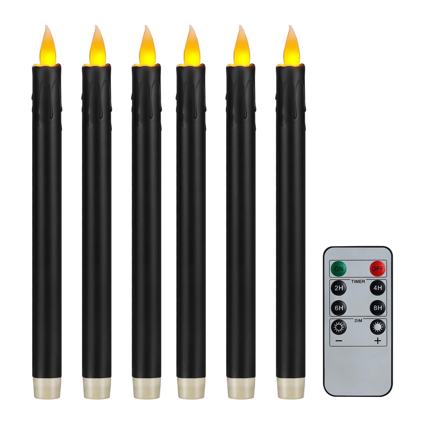 Teerdm 6 Pack Flameless Taper Candles,Flickering with Key Remote,Flameless LED Tea Lights Candles Battery,Halloween, Christmas, Home Decor, Wedding