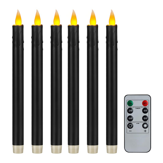 Teerdm 6 Pack Flameless Taper Candles,Flickering with Key Remote,Flameless LED Tea Lights Candles Battery,Halloween, Christmas, Home Decor, Wedding