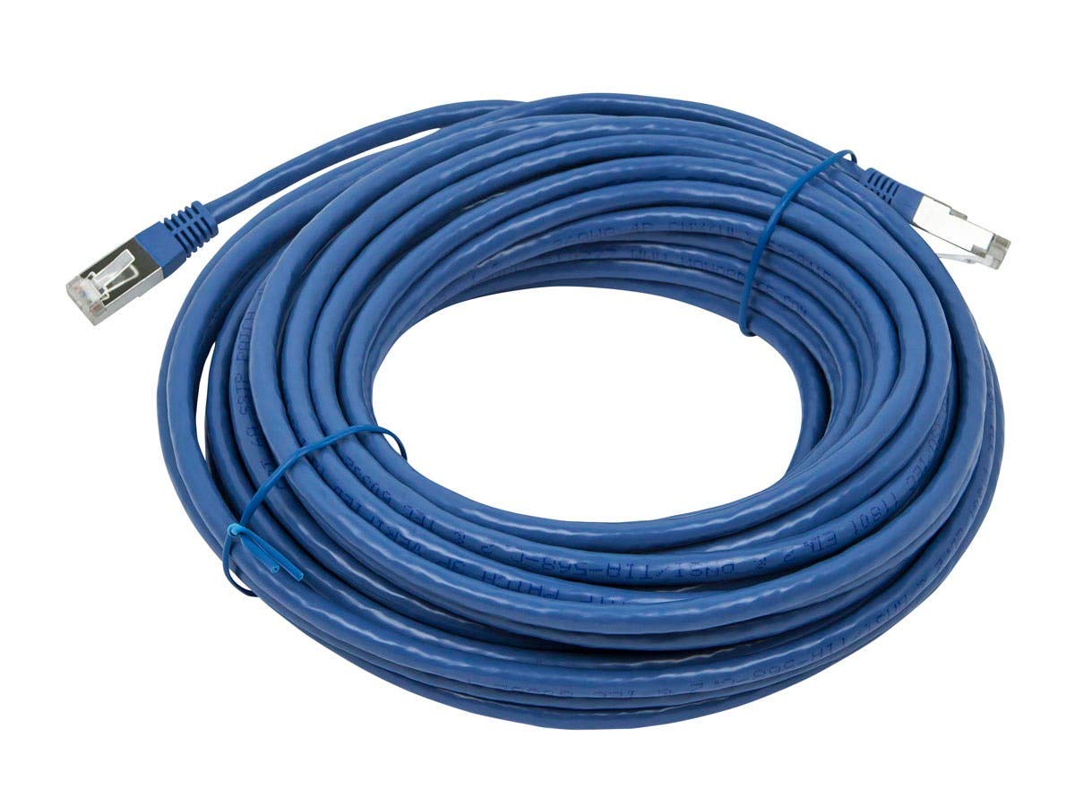 Monoprice Cat6A 50ft Blue Patch Cable Double Shielded (S/FTP) 26AWG 10G Pure Bare Copper Molded RJ45 Entegrade Series Ethernet Cable