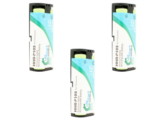 3X Pack - HHR-P105 Battery for Panasonic KX-TG6700, KX-TGA670B, KX-FG2451, KX-TG6702, KX-TG6700B, KX-TG2432 Cordless Phones (800mAh, 2.4V, NI-MH)