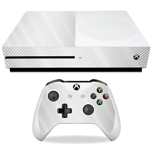 MightySkins Glossy Glitter Skin for Microsoft Xbox One S - White Carbon Fiber | Protective, Durable High-Gloss Glitter Finish | Easy to Apply, Remove