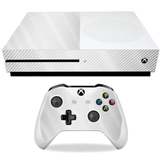 MightySkins Glossy Glitter Skin for Microsoft Xbox One S - White Carbon Fiber | Protective, Durable High-Gloss Glitter Finish | Easy to Apply, Remove