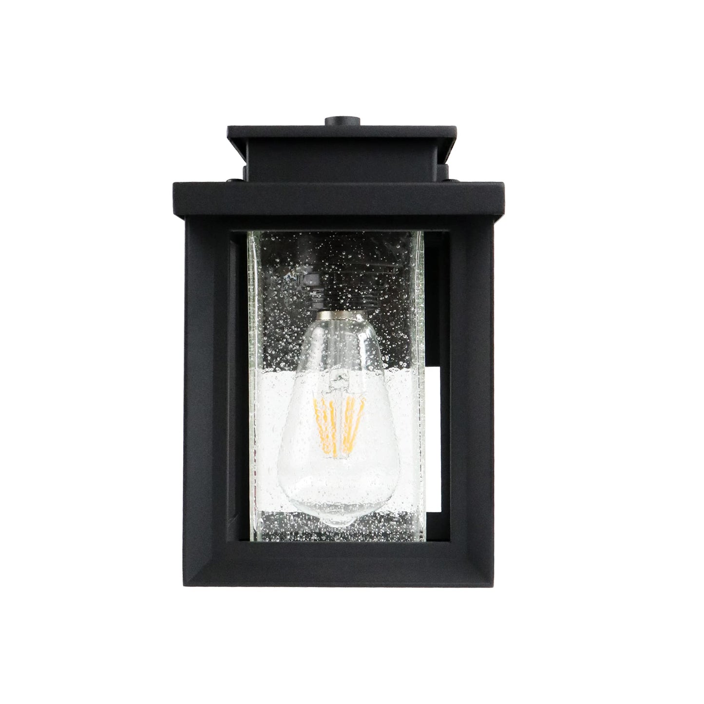 MONKFISH Modern Outdoor Wall Sconce Light - Waterproof Black Fixture with Bubble Glass Shade, Weather Resistant E26 Wall Light for Porch, Garden