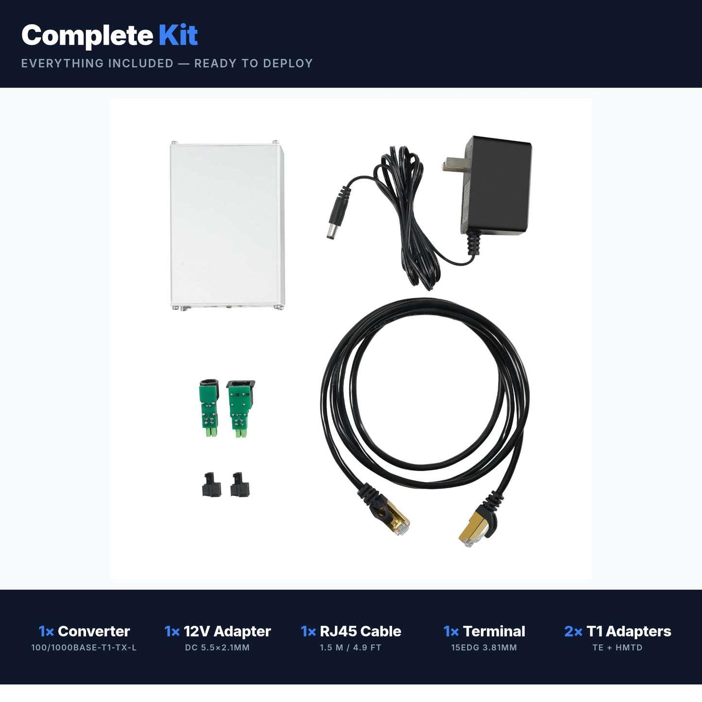 BUELEC 100/1000Base-T1-TX-L Automotive Ethernet Media Converter - 1Gbps Full-Duplex Gigabit T1 to RJ45, 88Q2112&RTL8211FI, Aluminum Alloy Case,TE