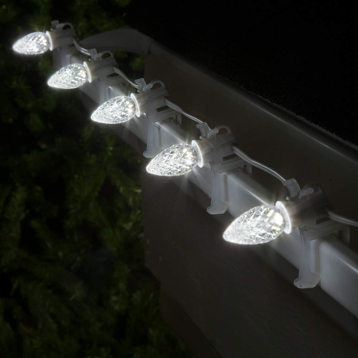Wintergreen Lighting OptiCore C7 LED Bulbs - 25 Pack Heavy Duty Premium Outdoor Christmas Lights, E12 Base (Cool White Faceted)
