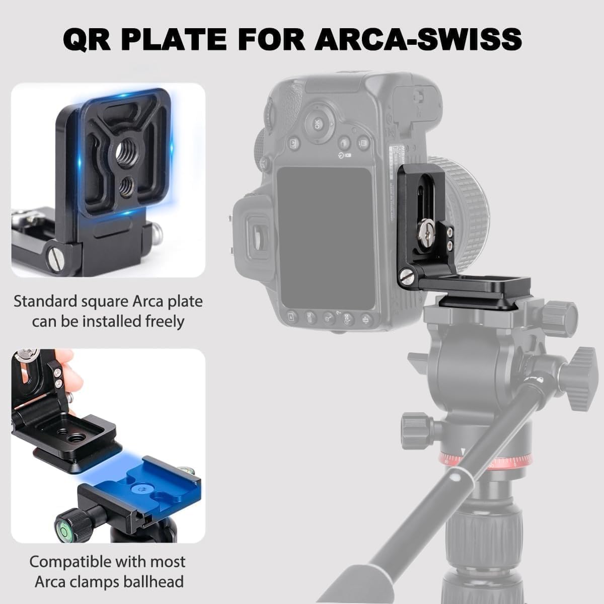 koolehaoda Foldable L-Shaped Quick Release Plate Camera L Bracket Vertical Horizontal Switching with 1/4 Inch Screw Replacement for Canon Nikon Sony