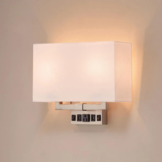 LEDMyplace 2-Light LED Wall Sconce Lighting Fixture, 120V, E26 Base, Iron Body and Acrylic Shade, UL Listed, Brushed Nickel Finish, Modern Decorative
