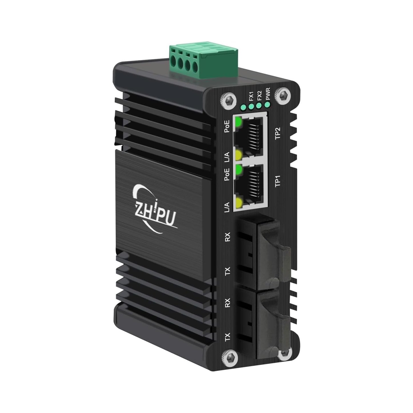 Yjntoximc Mini Industrial 2 Ports Gigabit PoE Switch with DC12?48V Redundant Power Input, 12V PoE Switch with 2X Single Mode Dual SC 20km