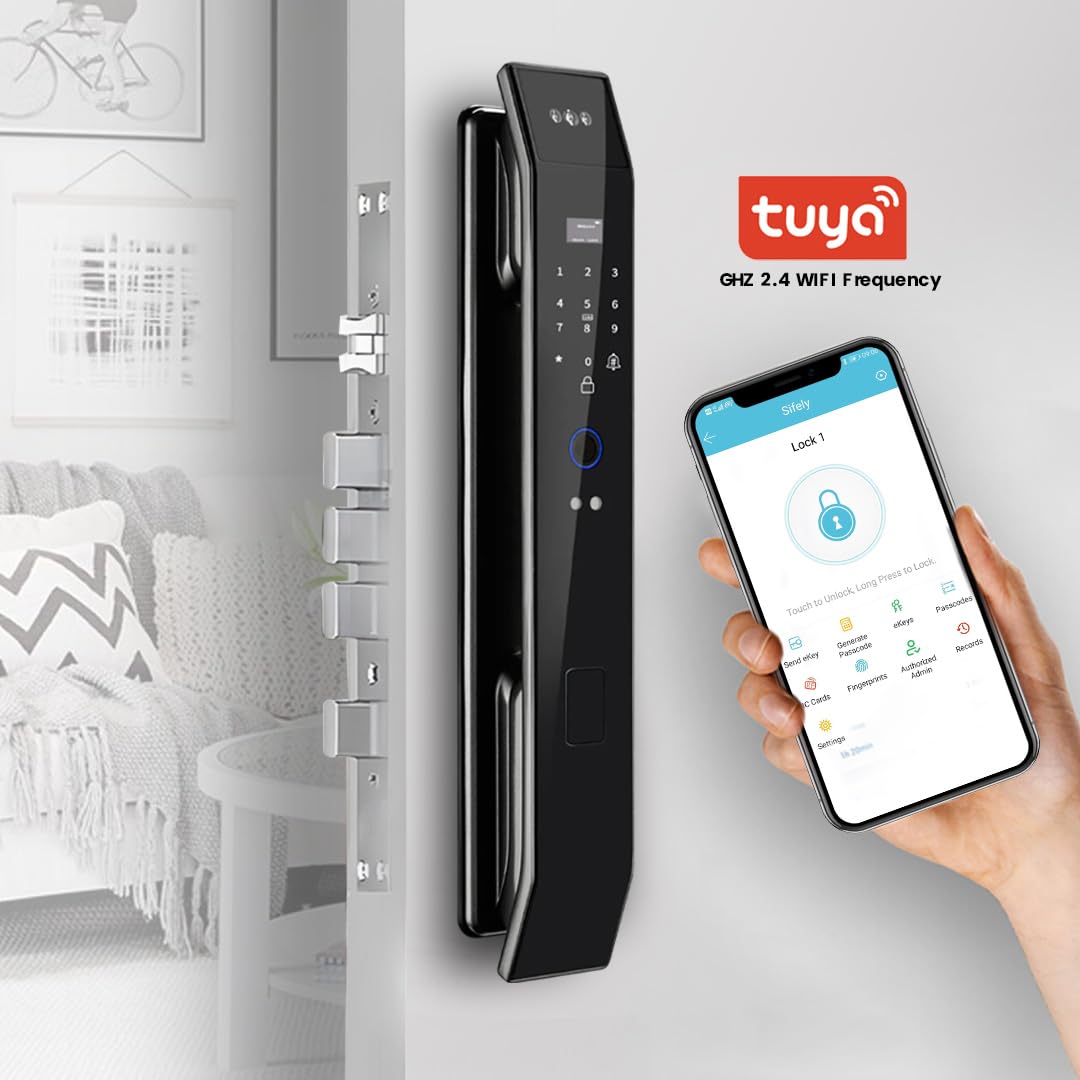 Smart Door Lock with 3D Face Recognition & Camera, Video Doorbell with Intercom, Fingerprint Keyless Entry, Password, IC Card, Key, Alexa Compatible