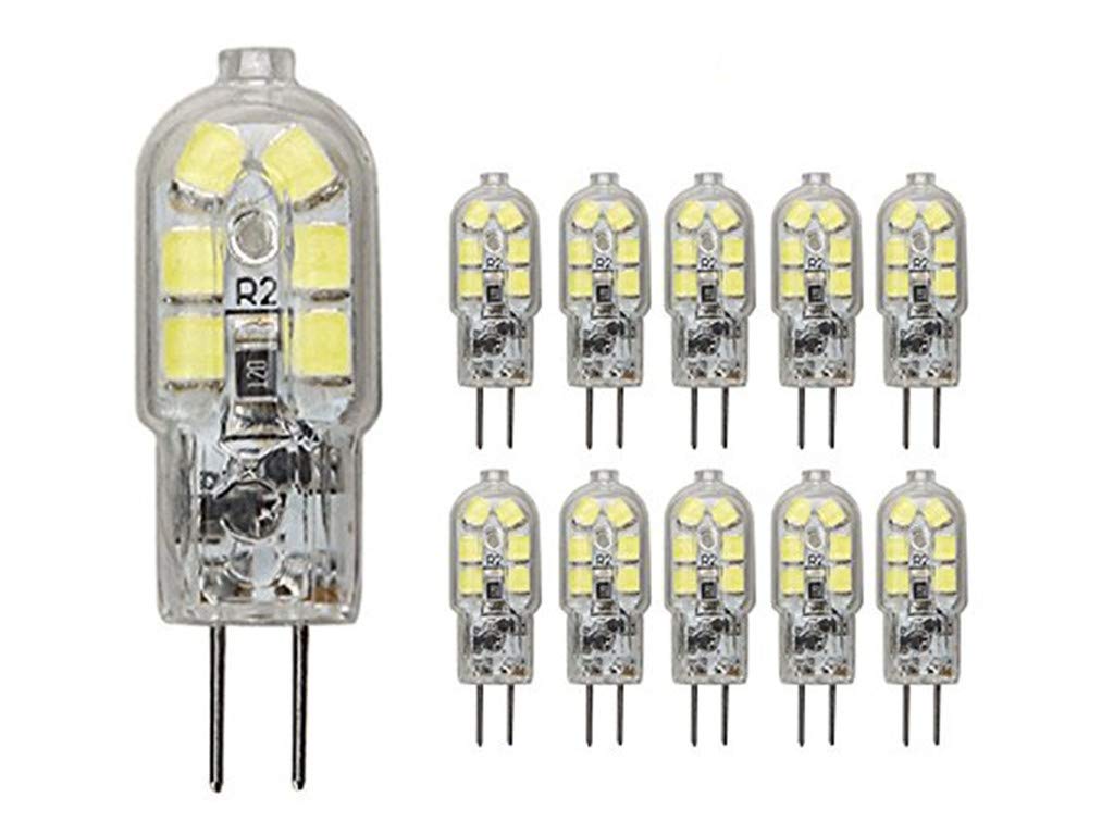 G4 LED Light Bulbs G4 Bi-Pin Base 1.5W (20W Halogen Bulb Equivalent) 12V Daylight White 6000K LED Bulbs for Landscape Ceiling Under Counter Puck