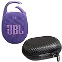 JBL Clip 5 Ultra Portable Bluetooth Speaker with gSport Carbon Fiber Case (Purple)
