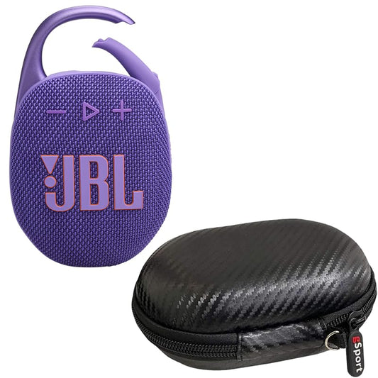 JBL Clip 5 Ultra Portable Bluetooth Speaker with gSport Carbon Fiber Case (Purple)