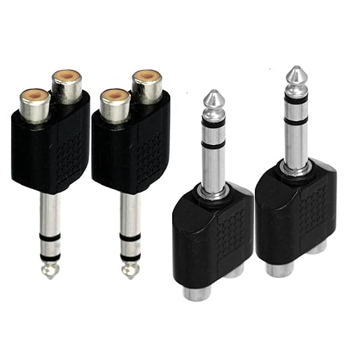 CESS 6.35mm TRS Male to Dual RCA Female Audio Breakout, 4 Pack