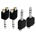 CESS 6.35mm TRS Male to Dual RCA Female Audio Breakout, 4 Pack