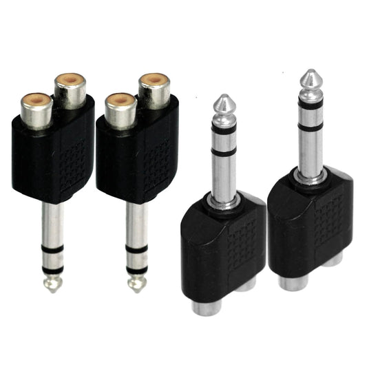 CESS 6.35mm TRS Male to Dual RCA Female Audio Breakout, 4 Pack