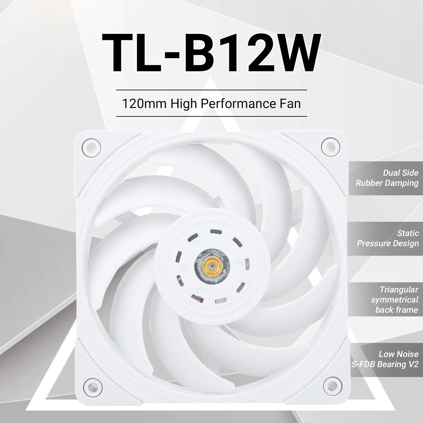 Thermalright TL-B12W 120mm CPU Cooler Fan, Computer Case Fan, PWM Control, 2150RPM, Static-Pressure Performance Fan for S-FDB Bearing(White)