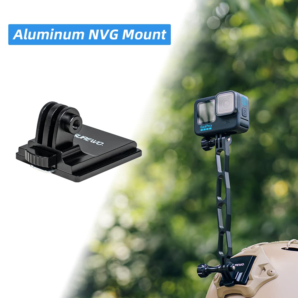 SUREWO Aluminum NVG Helmet Mount Compatible with Go pro Hero 13 Black,GoPro Hero 12/11/10/9/8/7/(2018)/6/5 Black,DJI Osmo Action 5 pro/4/3/2 and Most