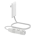 LIDER Flat-Face Outlet Extender with 3 Receptacles, Ultra-Thin Wall Plate Plug with Cord Extender and 3-Outlet Power Strip, 3ft Cord, LWE3-315-W