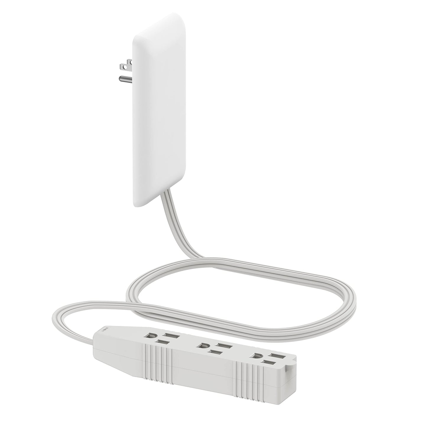 LIDER Flat-Face Outlet Extender with 3 Receptacles, Ultra-Thin Wall Plate Plug with Cord Extender and 3-Outlet Power Strip, 3ft Cord, LWE3-315-W