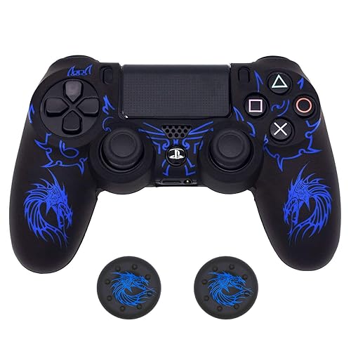Skin for PS4 Controller, BRHE Anti-Slip Grip Silicone Cover Protector Case Compatible with PS4 Slim/Pro Wireless/Wired Gamepad Controller with 2