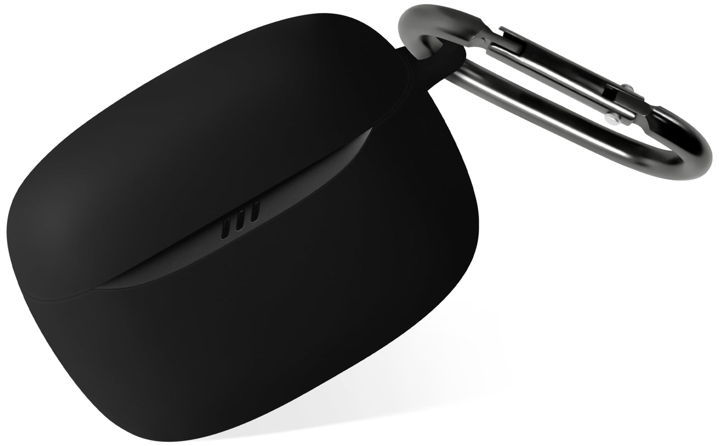 Geiomoo Silicone Case for JBL Tune Buds 2, Soft Flexible Scratch Resistant Protective Cover with Carabiner (Black)