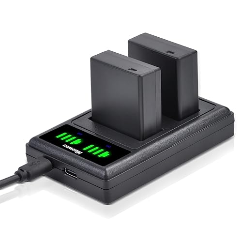 Hisewen DMW-BLG10 DMW-BLG10PP DMW-BLE9 Battery 2 Pcs, Dual Charger for Panasonic Lumix DMC-GX85 DMC-GX80 DMC-ZS60 DMC-ZS100 DMC-GF3 DMC-GF5 DMC-GF6