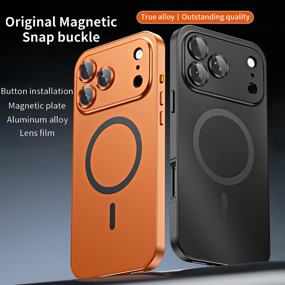 YAOZOCASE for iPhone Case,Compatible with MagSafe,Magnetic Luxury 2 in 1 Aluminum Metal Frame PC Backboard,Slim Fit Military Grade Drop Protection