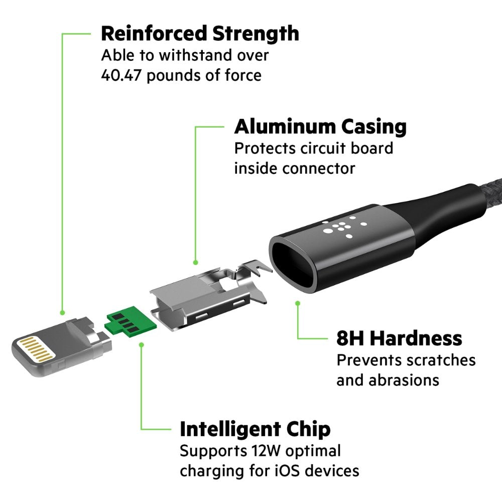 Belkin MIXIT DuraTek Lightning to USB Cable - MFi-Certified iPhone Charging Cable for iPhone 11, 11 Pro, 11 Pro Max, XS, XS Max, XR, X, 8/8 Plus…