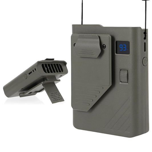 ZEMIRO CHARGE Portable Rechargeable Waist Fan, 3600mAh Hands-Free Wearable Belt Fan for Outdoor, Camping, Travel & Work (Military Green)