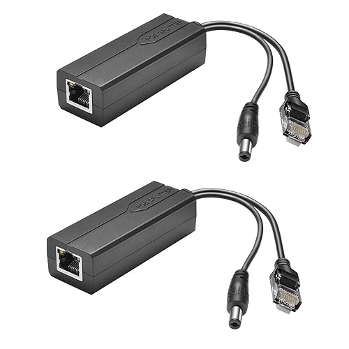 Bawofu Active PoE Power Over Ethernet Splitter Adapter 48V to 12V, 5.5x2.1mm DC, IEEE 802.3AF/at Compliant 10/100Mbps PoE Splitter with 12V Output