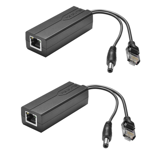 Bawofu Active PoE Power Over Ethernet Splitter Adapter 48V to 12V, 5.5x2.1mm DC, IEEE 802.3AF/at Compliant 10/100Mbps PoE Splitter with 12V Output