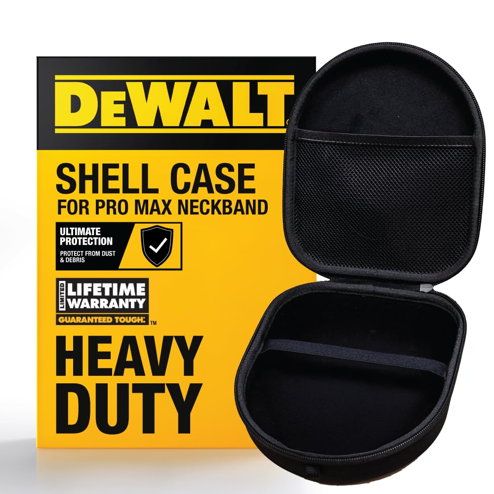 DEWALT Heavy Duty Protective Headphone Case for Pro Max Neckband, Compact Lightweight w/EVA Earphone Hard Shell Case, Headset Travel Carry Shockproof