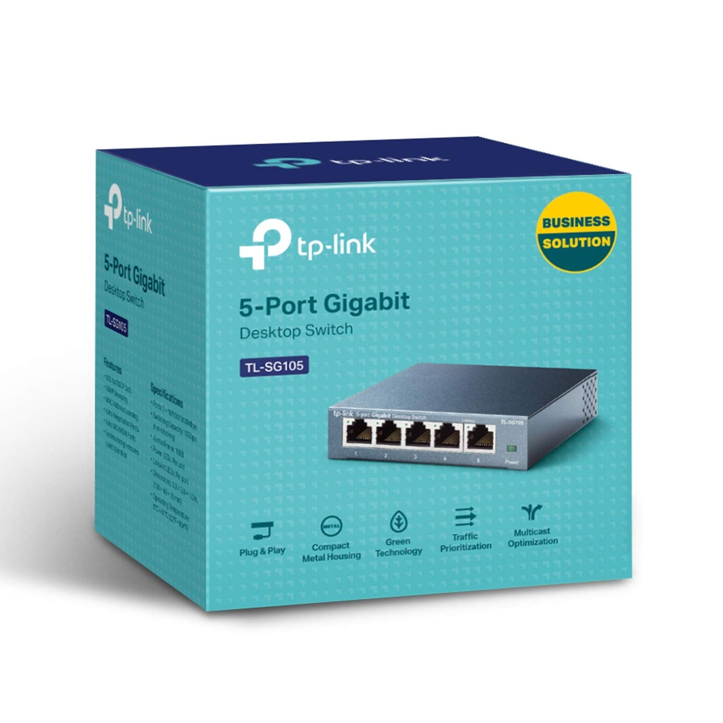 TP-Link TL-SG105, 5 Port Gigabit Unmanaged Ethernet Switch, Network Hub, Ethernet Splitter, Plug & Play, Fanless Metal Design, Shielded Ports, Traffic Optimization