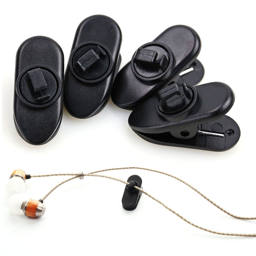 Clips for Earphone Wire,360 Degree Rotate Headphone Mount Cable Clothing Clip, Use for Fixing Headphone Wire,Black & White (20Pcs/Pack)