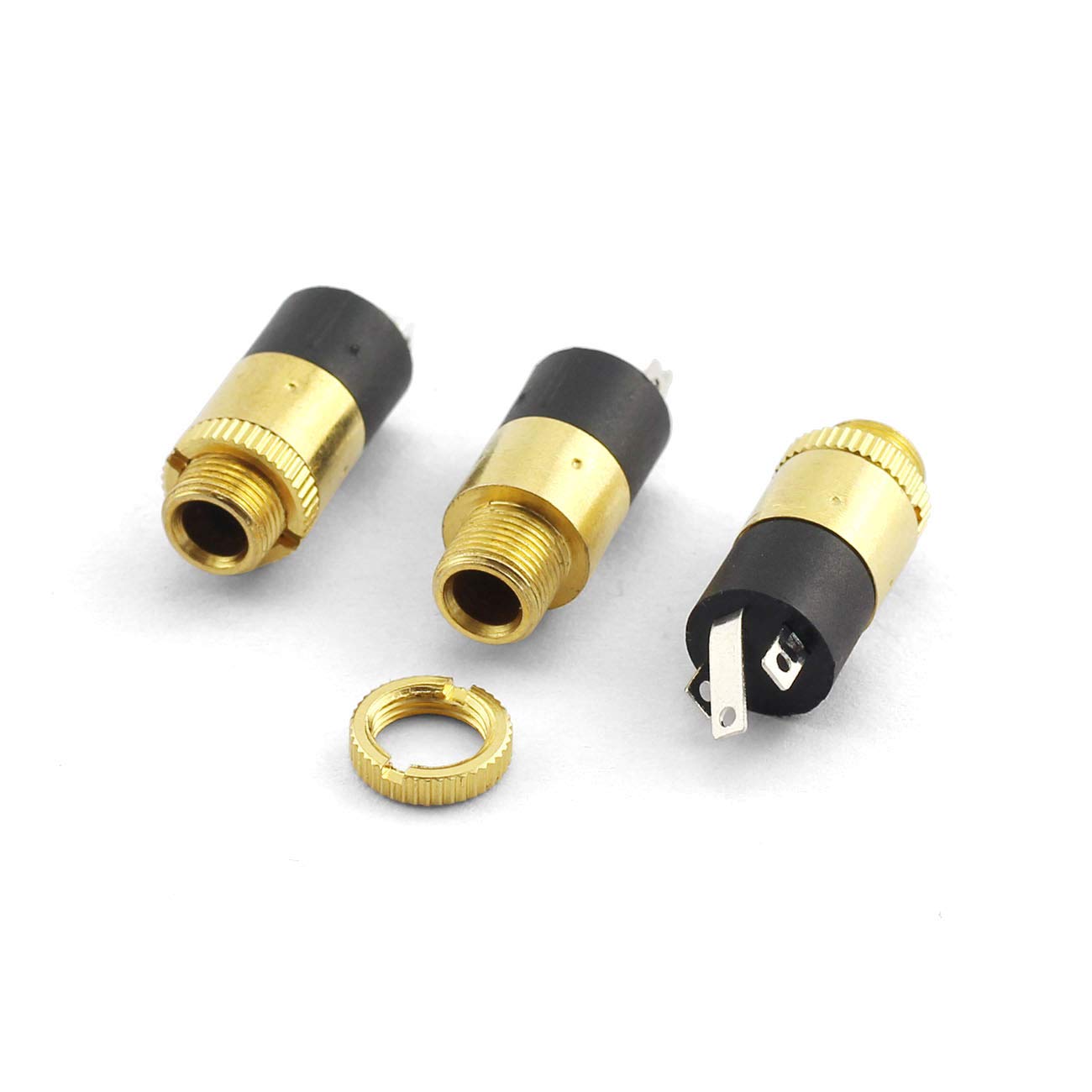 E-outstanding 5pcs Gold Plated 3.5mm Female Stereo Panel Mount Jack Connector, Audio Headphone Metal Connector