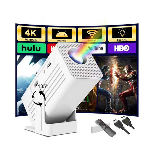 Mini Projector with WiFi and Bluetooth,Support Movie Projector 1080P HD,Auto Keystone Correction,135° Rotatable,Portable Projector Compatible