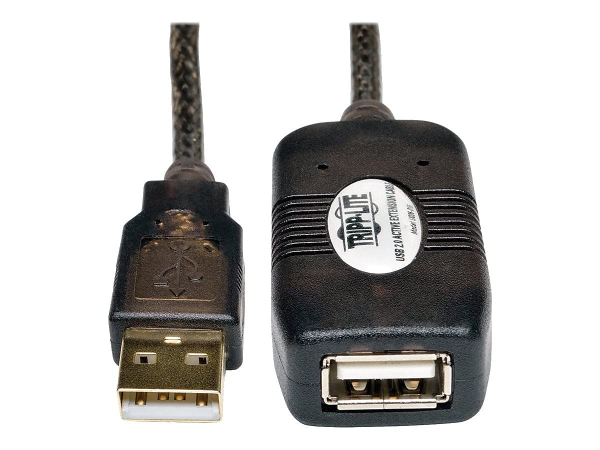 Tripp Lite USB 2.0 Hi-Speed Active Extension Repeater Cable, USB-A (M/F), 16 Feet / 4.88 Meter Cable, Daisy-Chain up to 80 Feet / 24.38 Meters, 3-Year