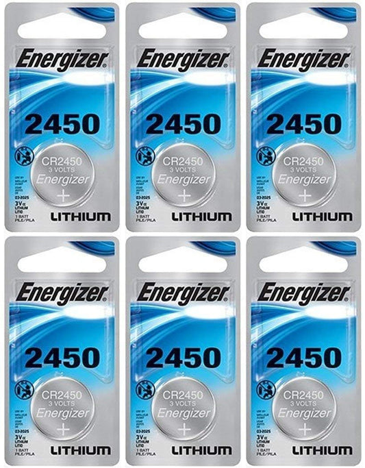 Energizer CR2450 Lithium Battery, 3v ECR2450, Qty 6